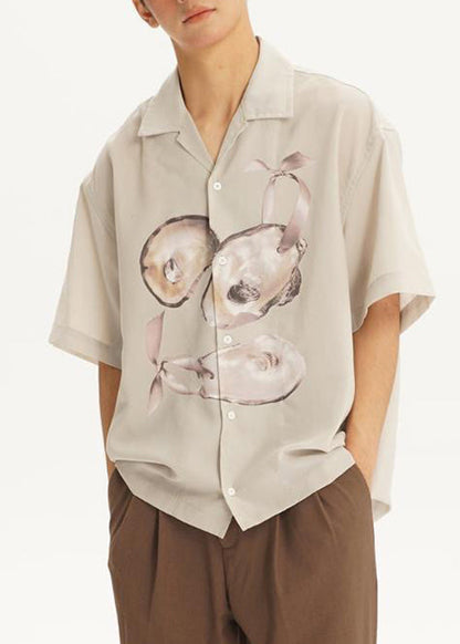 Button Print Cotton Shirts Summer
