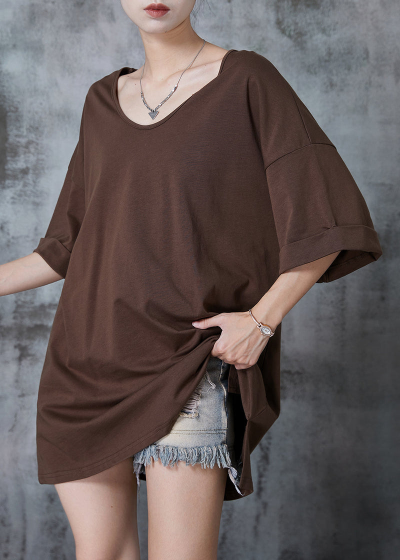 Chocolate Oversized Cotton Tank Tops Summer