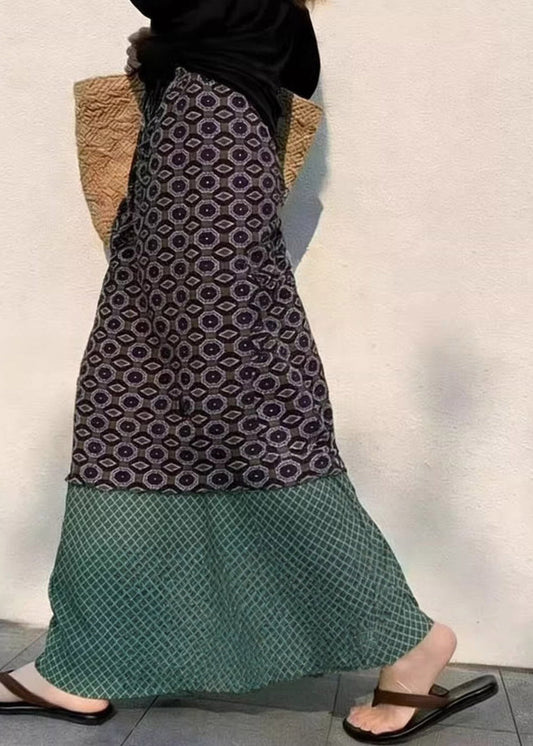 Colorblock High Waist Patchwork a Line Skirts