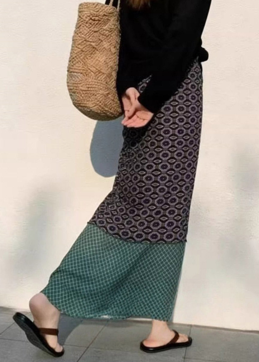 Colorblock High Waist Patchwork a Line Skirts