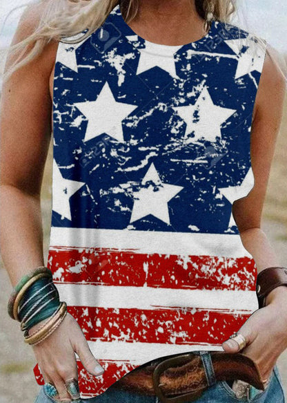 Colorblock O-neck Cotton Tank for Summer