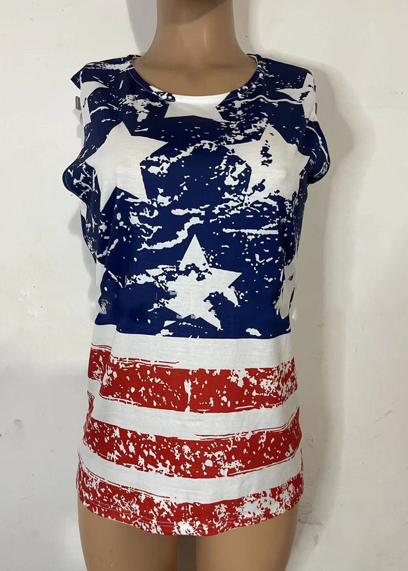 Colorblock O-neck Cotton Tank for Summer