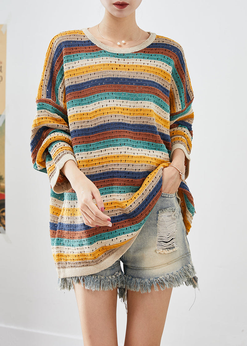Colorblock Oversized Striped Knit Top Fall