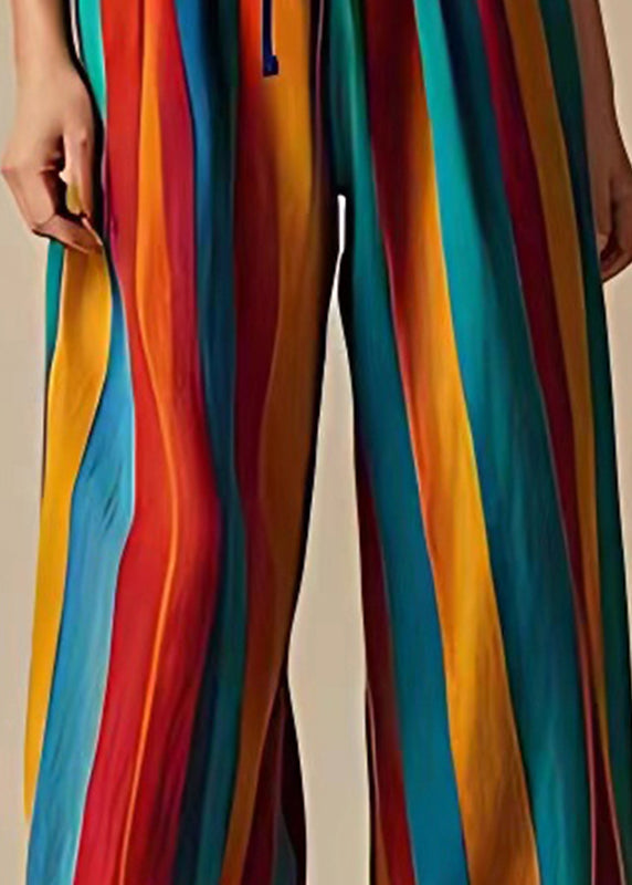 Colorblock Oversized Striped Linen Wide Leg Pants Summer