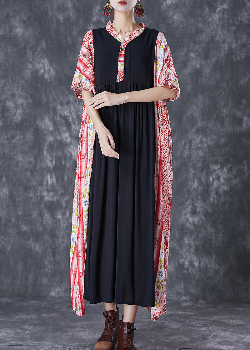 Colorblock Ruffled Patchwork Cotton Maxi Dresses Summer