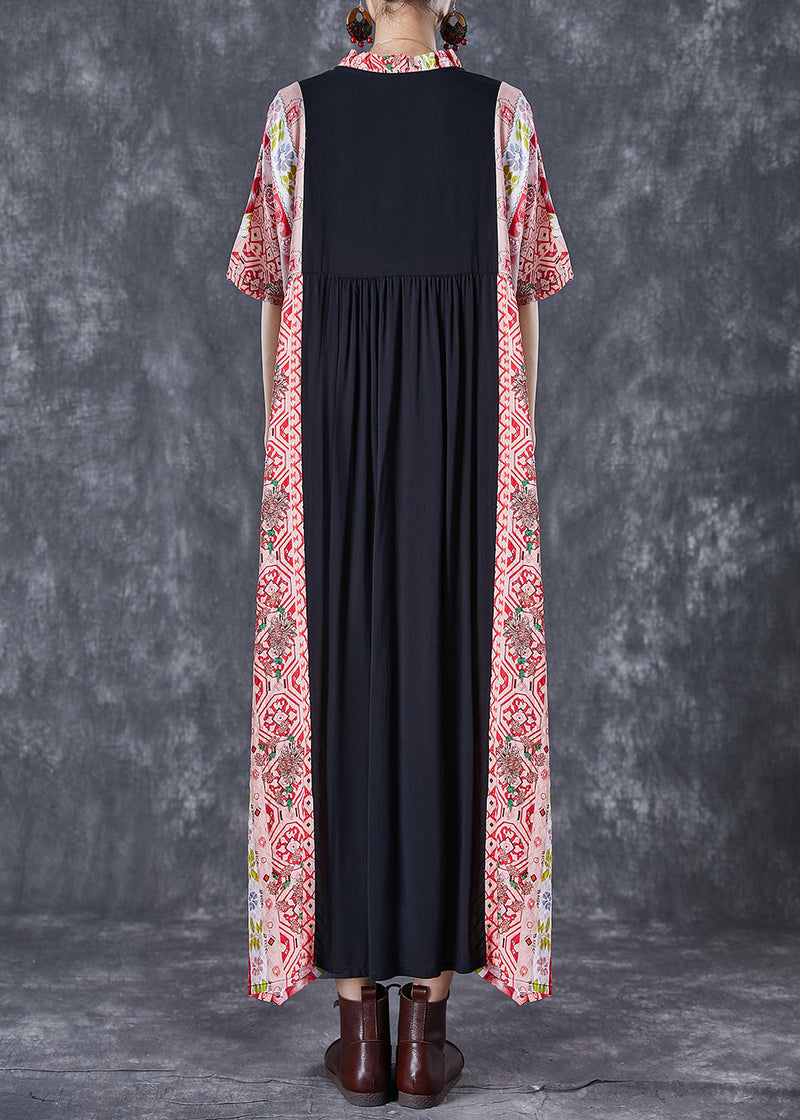 Colorblock Ruffled Patchwork Cotton Maxi Dresses Summer