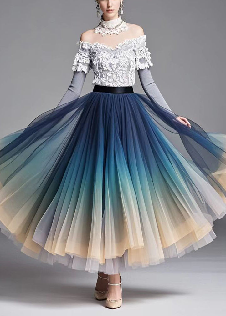 Gradient Color Exra Large Hem Tulle Skirt Fall