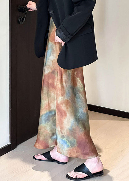 Gradient Color Tie Dye High Waist Skirt Fall