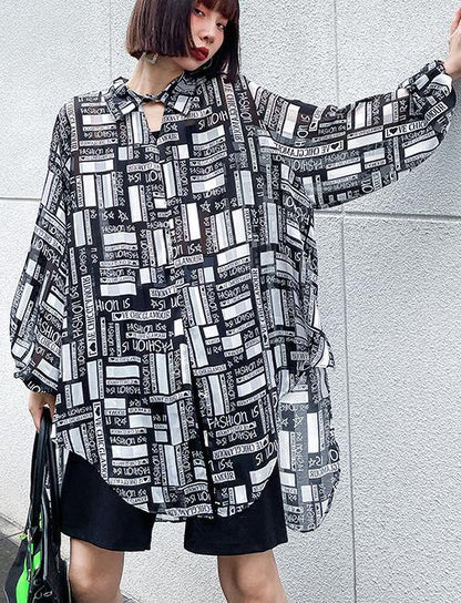 Graphic Button Long Sleeve Shirt