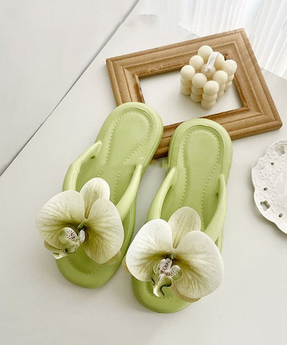 Green Comfortable Flip Flops Splicing