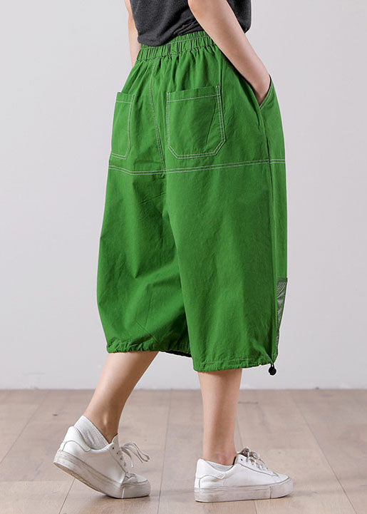 Green High Waist Tulle Patchwork Cotton Harem Pants Summer