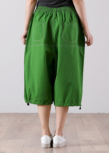 Green High Waist Tulle Patchwork Cotton Harem Pants Summer