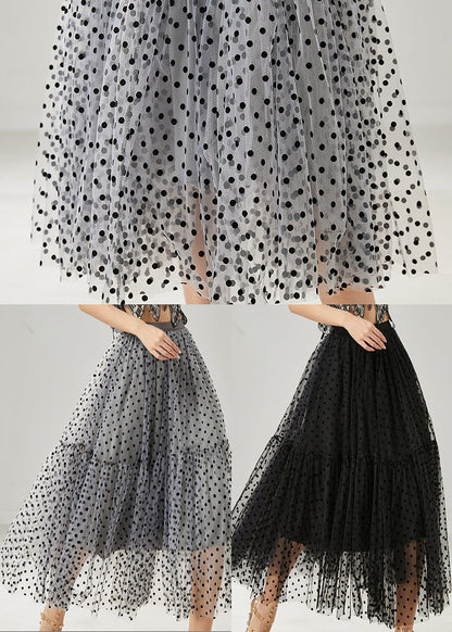 Grey Dot Patchwork Tulle Skirts Summer