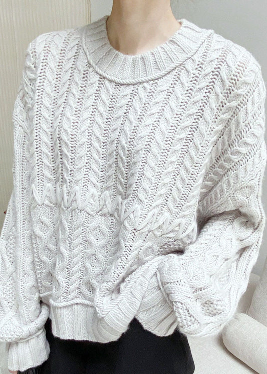 Grey Hollow Out Woolen Knit Sweaters Spring