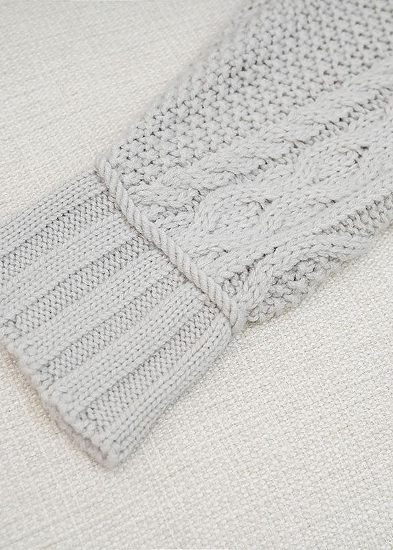 Grey Hollow Out Woolen Knit Sweaters Spring