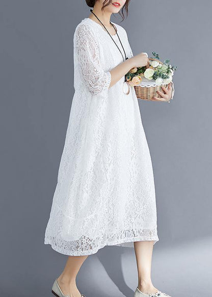 Half Sleeve O Neck Cotton Tunics Stylish Inspiration White Maxi Dresses Summer