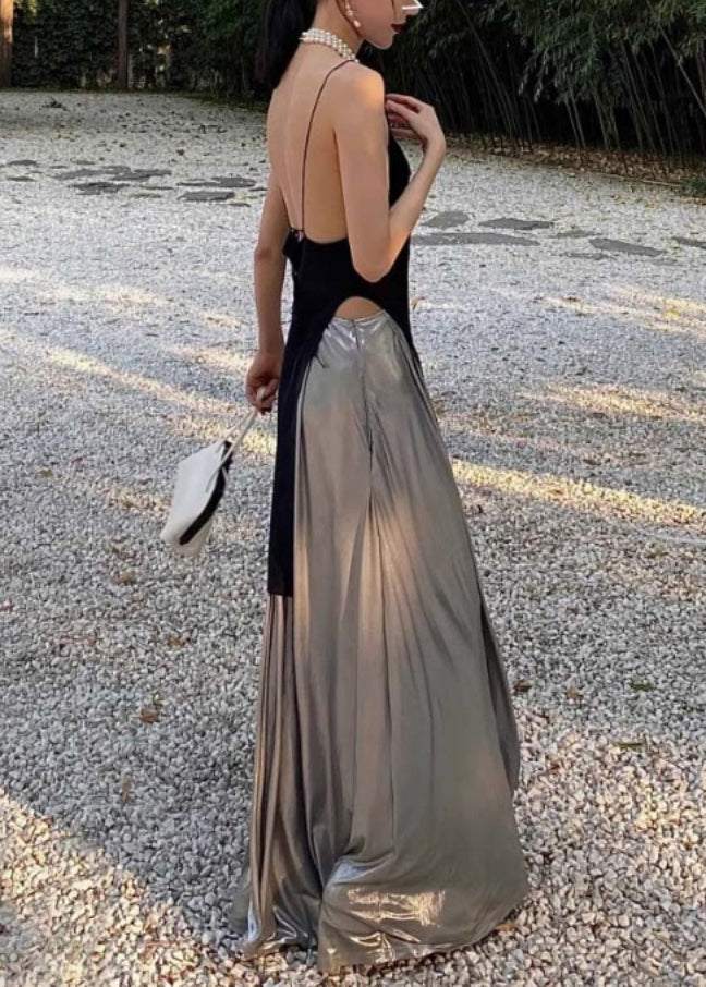 Halte Backless Top and Pants Skirt Two-piece Set Sleeveless