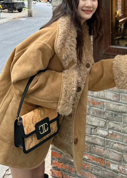 Khaki Wear on Both Sides Fleece Wool Lined Trench Winter