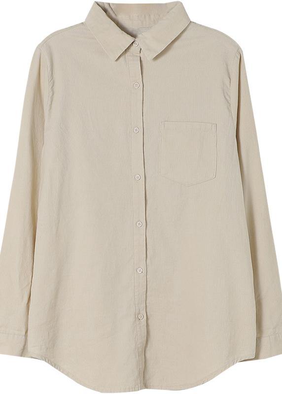 Bohemian Lapel Pockets Spring Tops Women Blouses Inspiration Nude Blouses