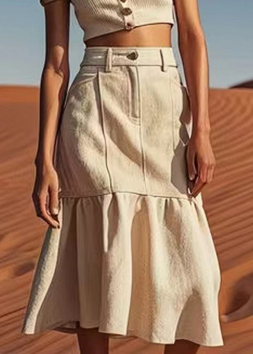 Linen Button High Waist Linen Skirts Summer
