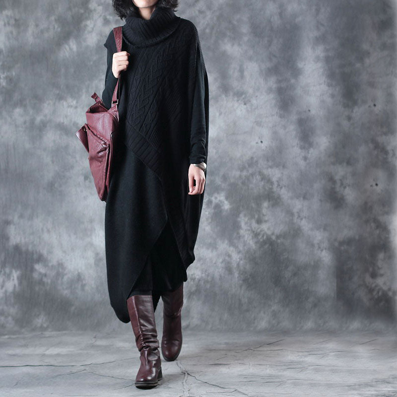 Mulberry Turtleneck Patchwork Asymmetrical Design Fall Two Pieces Set