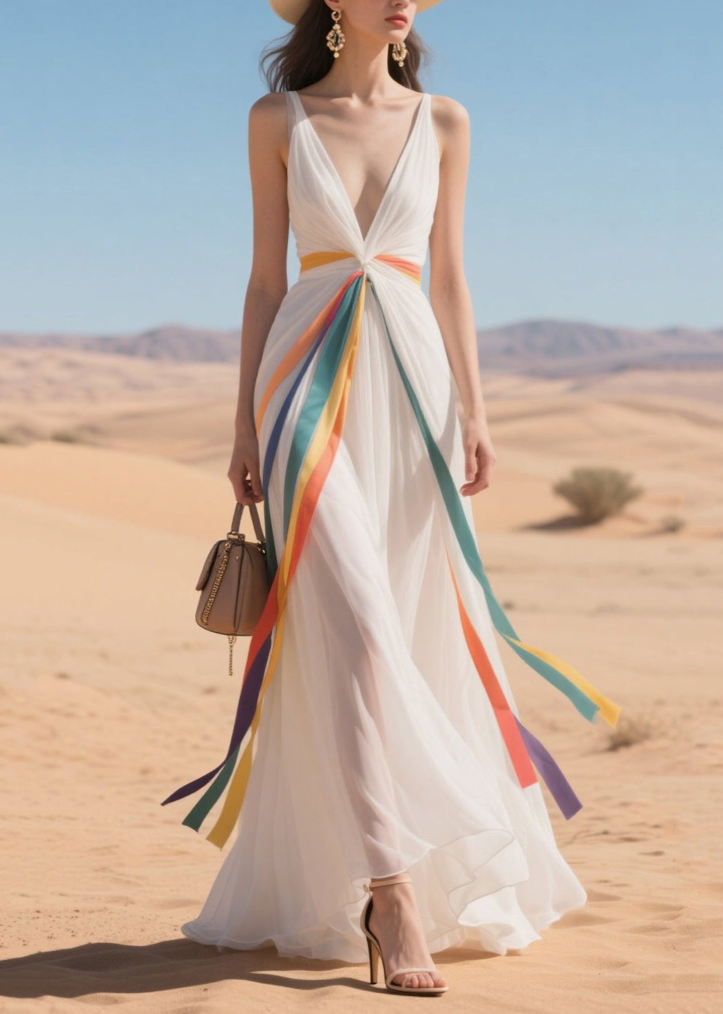 Multicolour Ribbon Exra Large Hem Tulle Vacation Dresses Summer