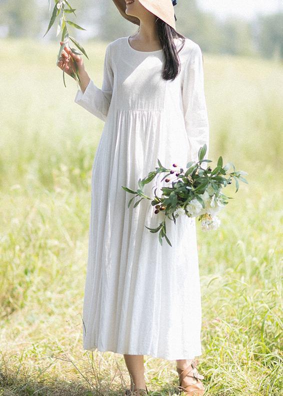 O Neck Cinched Quilting Dresses New White Dress