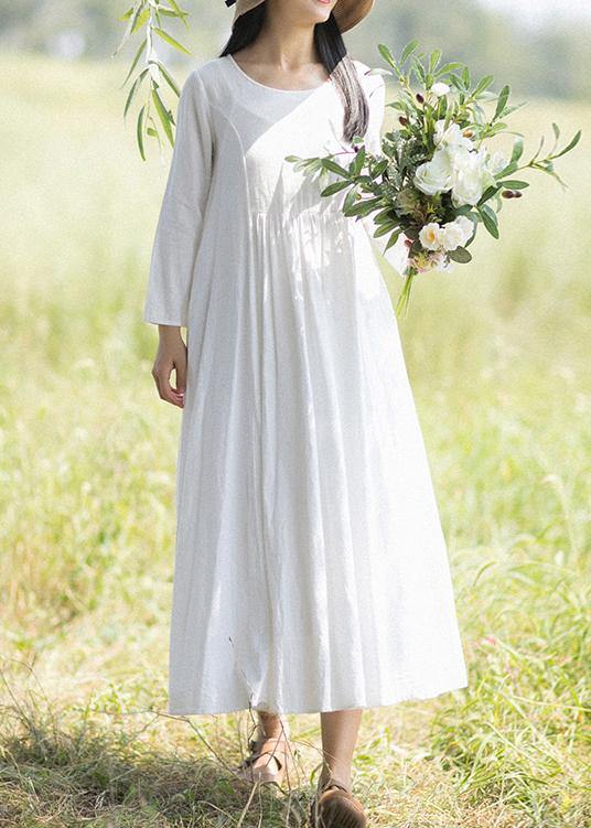 O Neck Cinched Quilting Dresses New White Dress