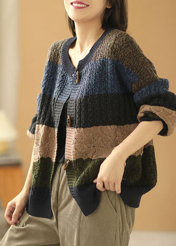 O-neck Pockets Button Fall Knit Knit Coat