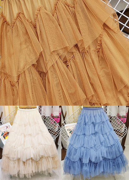 Orange Elastic Waist Exra Large Hem Tulle Skirt Summer