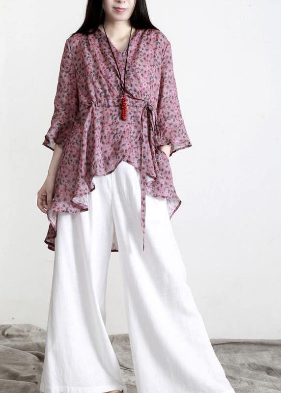 Orange Print Cinchedasymmetrical Design Shirt Top Summer