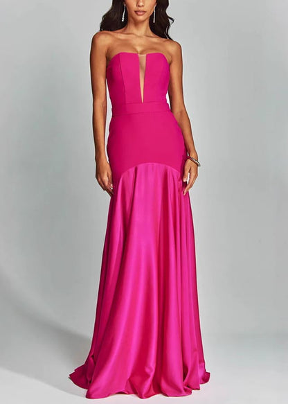 Orange Strapless Patchwork Party Evening Dresses Summer