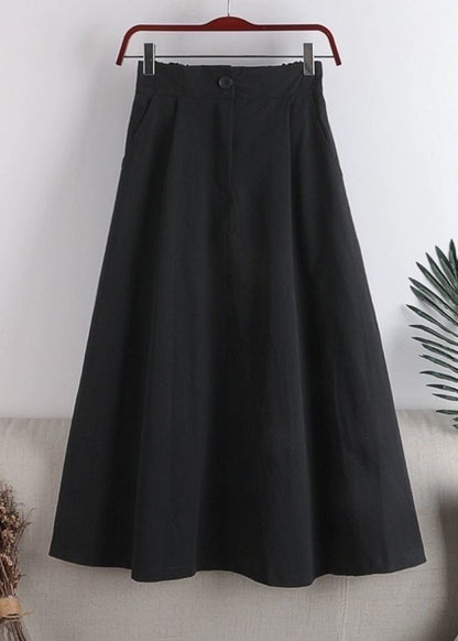 Orange Zippered Button Pockets Elastic Waist a Line Skirt Fall