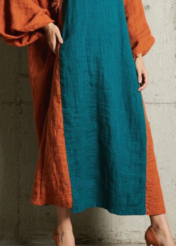 Peacock Blue Oversized Patchwork Faux Fur Holiday Dresses Fall
