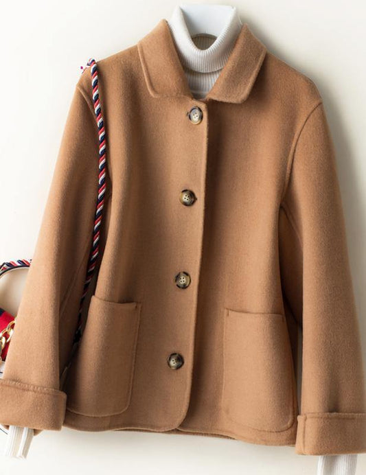 Peter Pan Collar Pockets Clothes for Brown Jackets