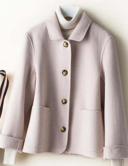 Peter Pan Collar Pockets Clothes for Brown Jackets