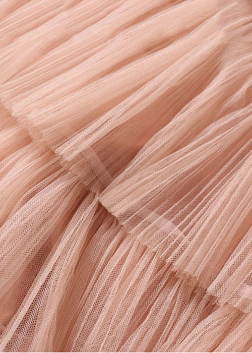 Pink Asymmetrical Design Tulle Beach Skirts