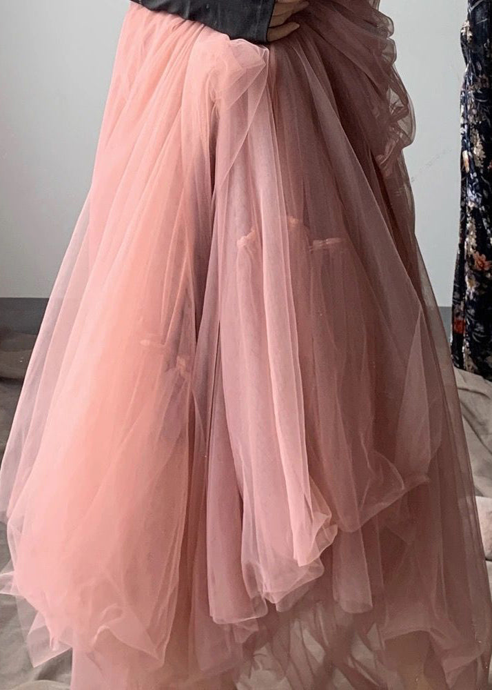 Pink Exra Large Hem Lengthen Tulle Beach Skirts Fall