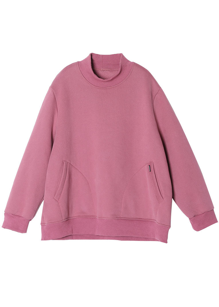 Pink Pockets Warm Fleece Sweatshirts Tracksuits Winter