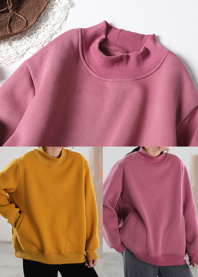 Pink Pockets Warm Fleece Sweatshirts Tracksuits Winter