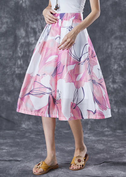 Pink Print Slim Fit a Line Skirt Summer