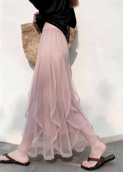 Pink Ruffled Tulle Holiday Skirt Summer