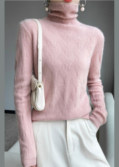 Pink Turtle Neck Thick Wool Knit Top Winter