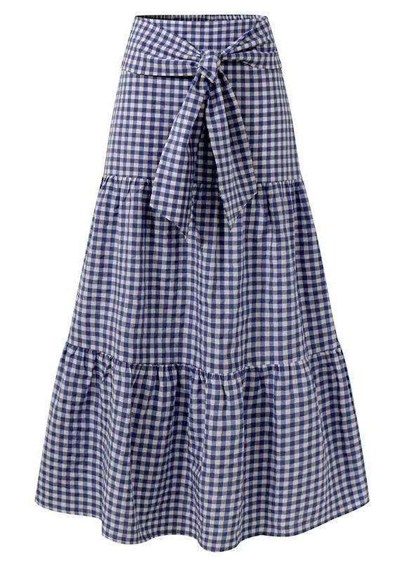 Plaid Patchwork Elastic Waist Skirts