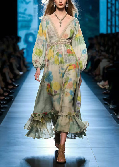 Polychrome Print Cotton Party Dress Summer