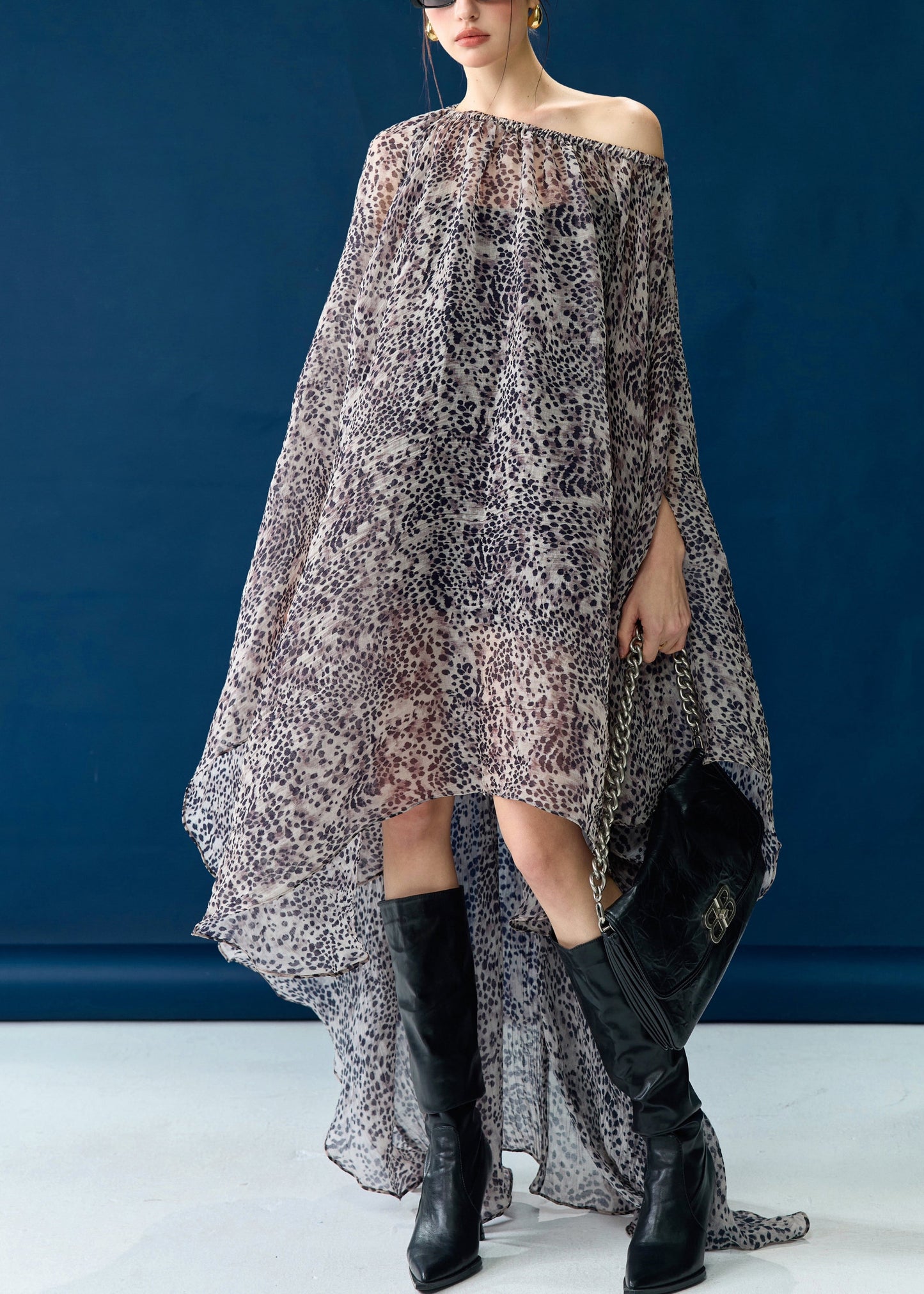 Print Low High Design Pockets Cotton Dresses Fall