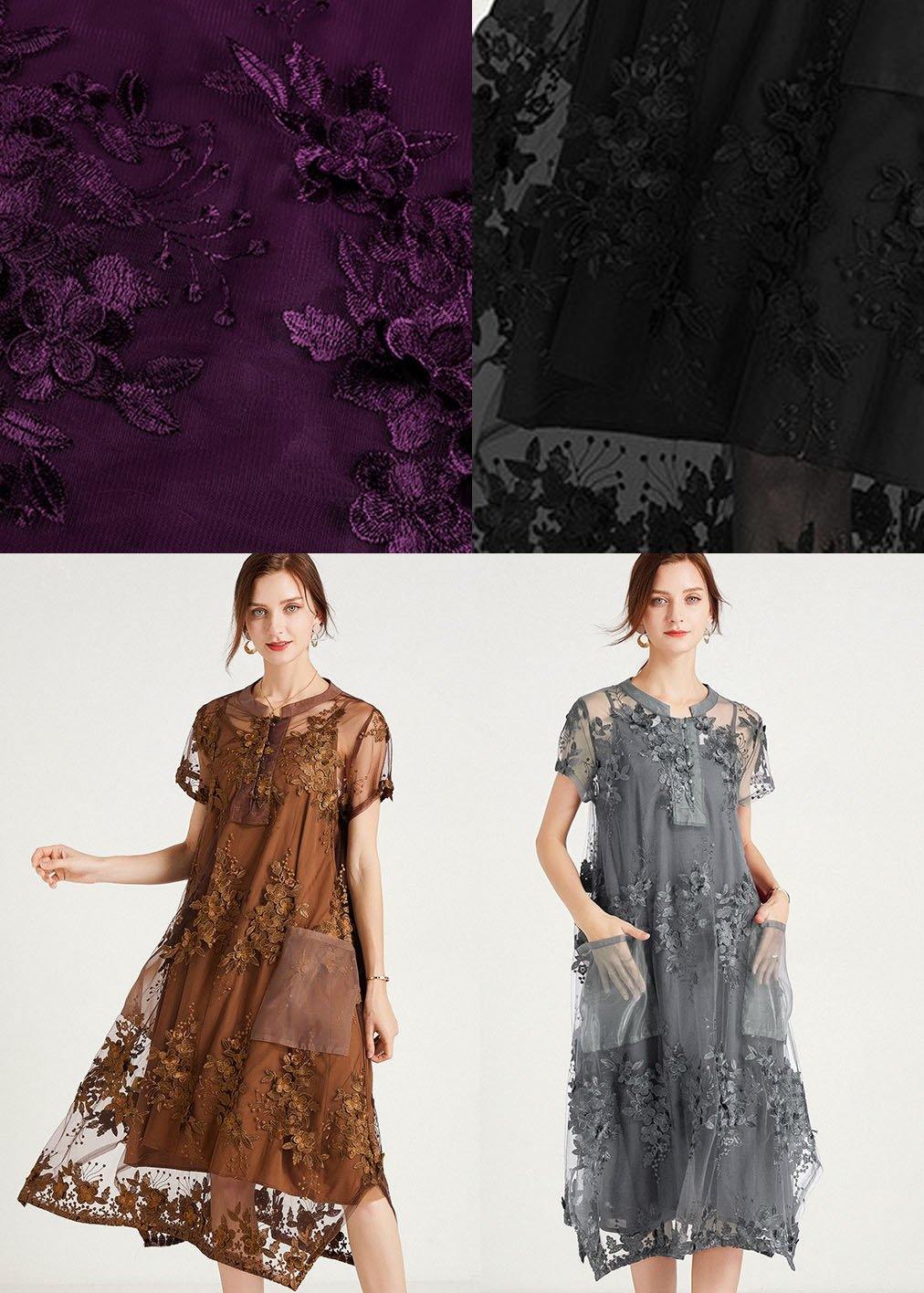 Purple O-neck a Line Summer Short Sleeve Two Pieces Set