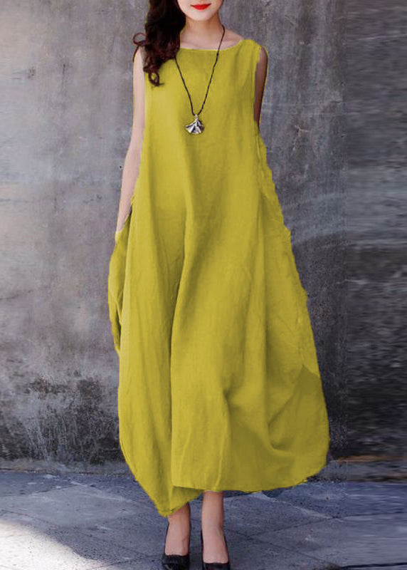 Black Polka Dots O-neck Exra Large Hem Cotton Dresses Sleeveless