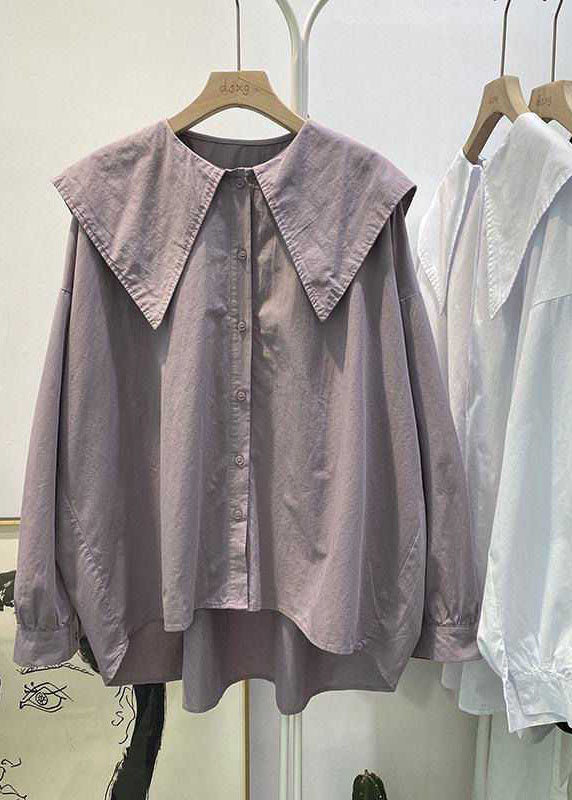Bohemian Print4 Peter Pan Collar Button asymmetrical design Fall Long sleeve Top