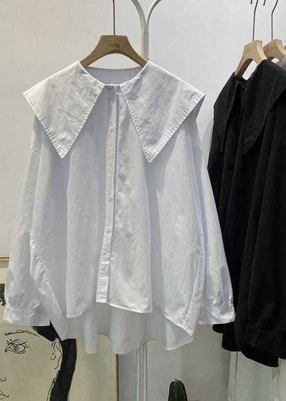 Bohemian Print1 Peter Pan Collar Button asymmetrical design Fall Long sleeve Top